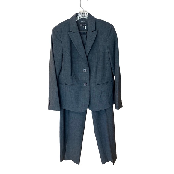 Jones NY "Platinum" Easy Care Woman's 2PC Pant Suit Stretch Charcoal Gray 14W - Picture 1 of 16